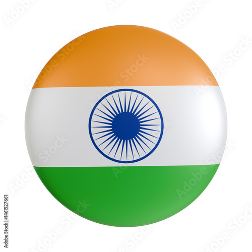 India flag 3d circle icon.