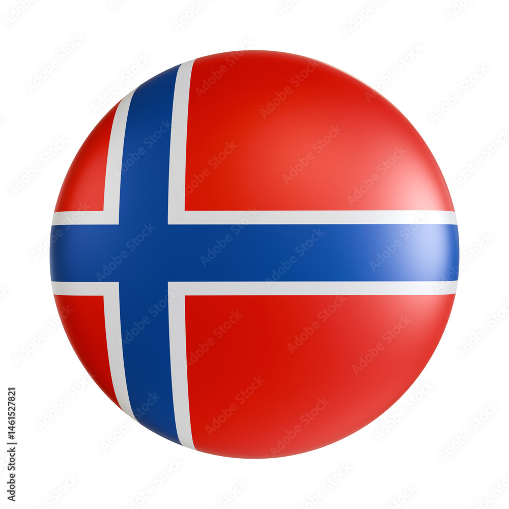 Fototapeta premium Norway flag 3d circle icon.