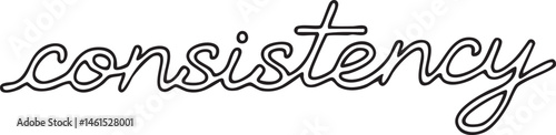 A black word 'consistency' is written in a cursive font on a white background.