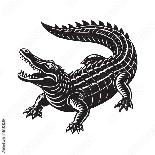 Nile crocodile silhouette vector