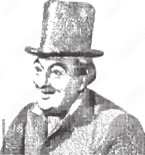 A man in a tall black hat smiles warmly.