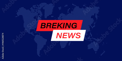 Breaking news world map modern tv news broadcast template vector background, global events wallpaper graphic