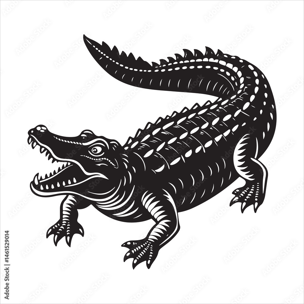 Fototapeta premium Nile crocodile silhouette vector