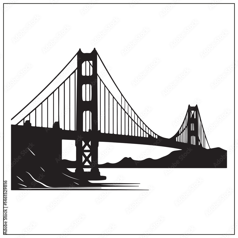 Fototapeta premium silhouette of a golden gate bridge
