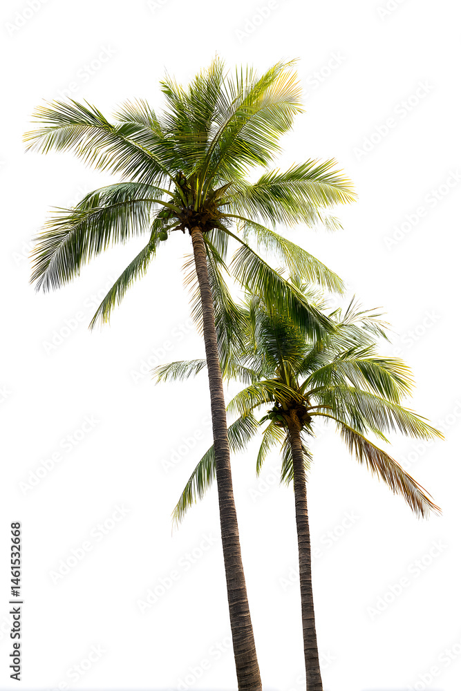 Fototapeta premium Coconut Palm Trees Isolated on White Background