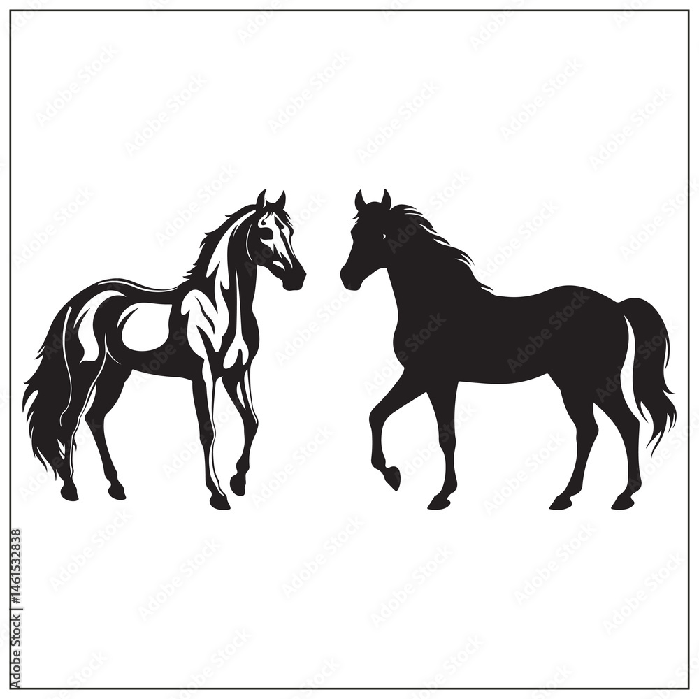 Obraz premium silhouette of a horse set clipart