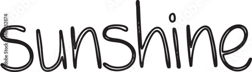 A handwritten word 'sunshine' appears on a white background.