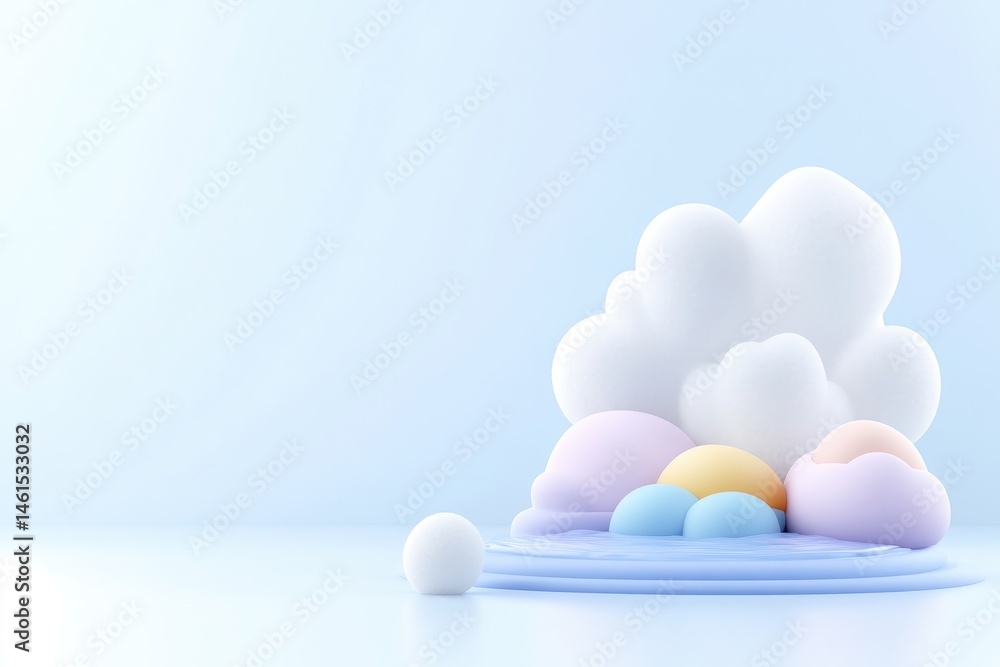 Fototapeta premium Pastel cloud scene on a smooth surface