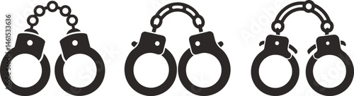 Handcuffs black and white silhouette vector illustration symbol