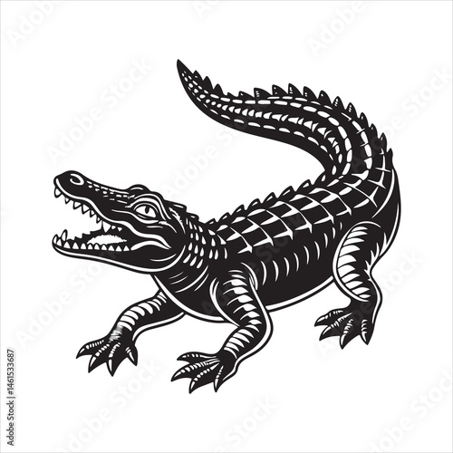 Nile crocodile silhouette vector