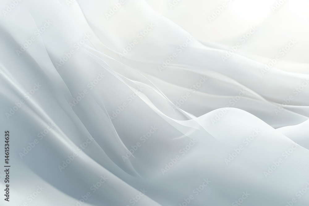 Fototapeta premium Soft, flowing white fabric folds in light.