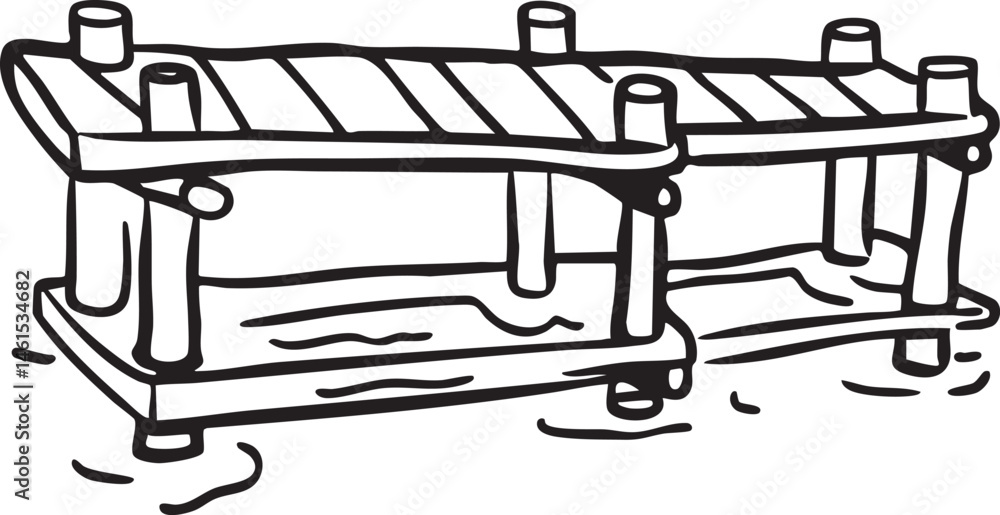 Obraz premium Two wooden docks extend into a calm body of water.