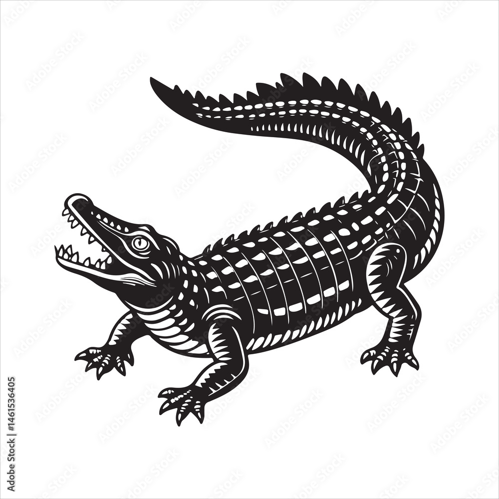 Fototapeta premium Nile crocodile silhouette vector
