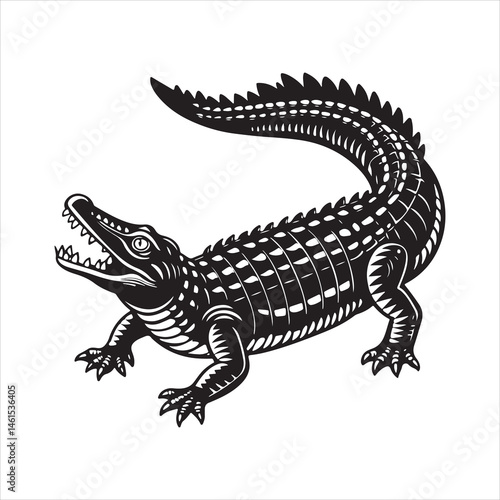Nile crocodile silhouette vector