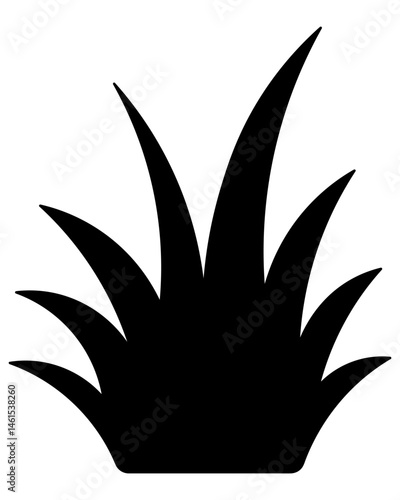 Grass hummock. Silhouette. Bush thicket. Vector illustration. Lawn vegetation. Isolated white background. Web design idea.