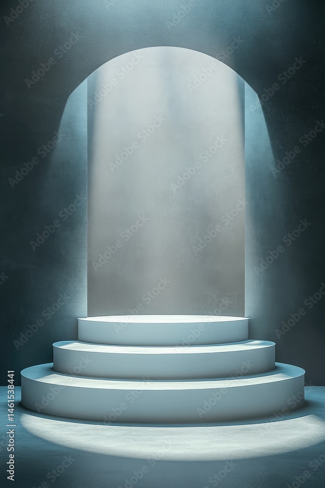 Obraz premium White Platform and Archway with Light