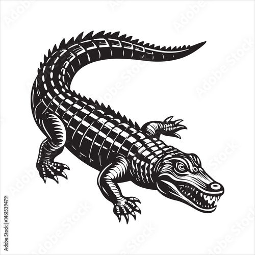Nile crocodile silhouette vector