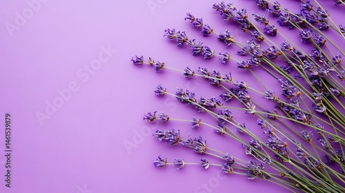 Lavender sprigs on purple background