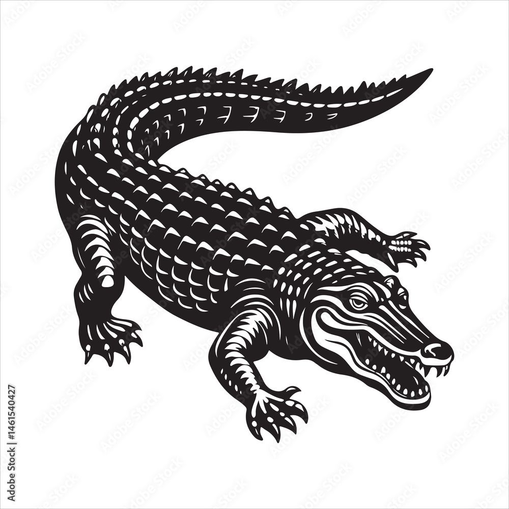 Fototapeta premium Nile crocodile silhouette vector
