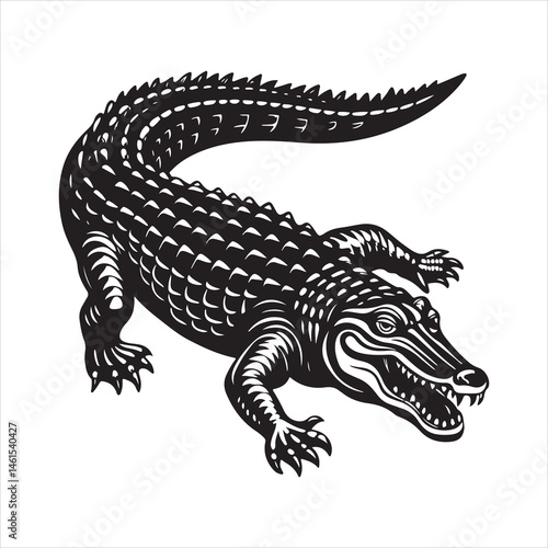 Nile crocodile silhouette vector