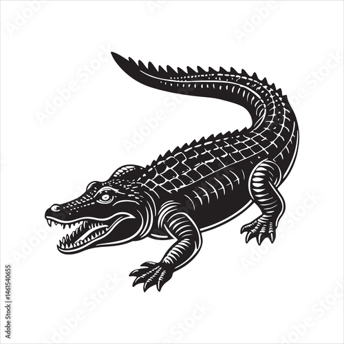 Nile crocodile silhouette vector