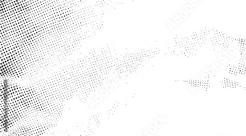 A grayscale portrait of a woman's face emerges from a dense of scattered dots.