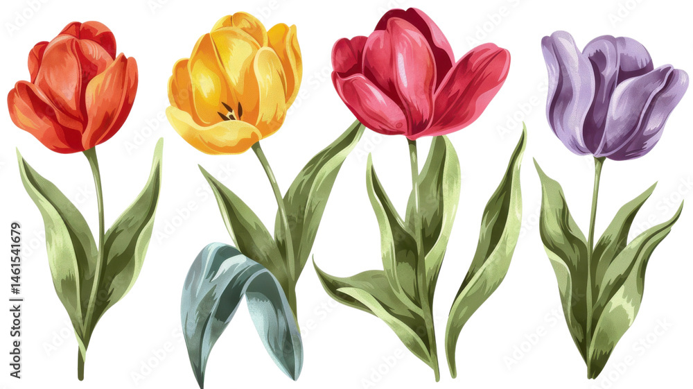 Obraz premium Vibrant Tulip Flower on White