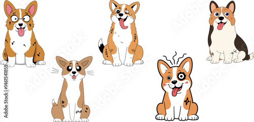 Cartoon Corgi Dog Characters