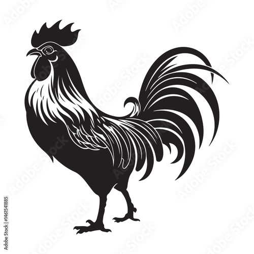 Rooster silhouette clipart on a white background