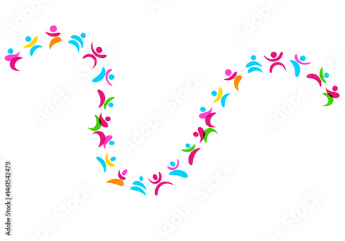 sagome, silhouette, forme, stilizzate, persone, che ballano, che saltano