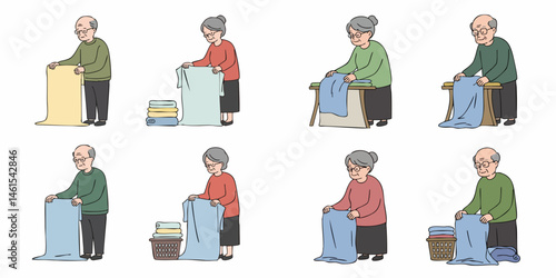 Daily Routine: Elderly Couple and Household Tasks: An intimate glimpse into the quiet domestic life of an elderly couple.