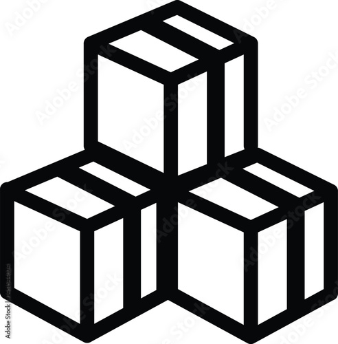 Black 2D vector icon of shipping box used for e-commerce, online shopping, and retail-related UI or visuals.