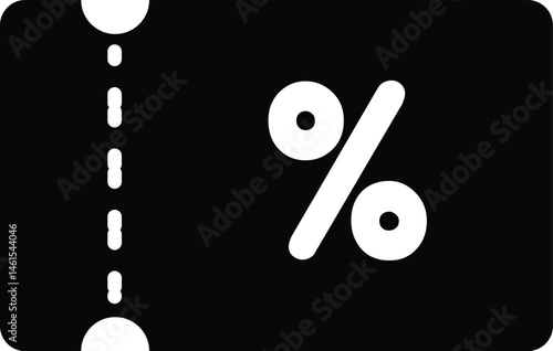 Black 2D vector icon of discount coupon used for e-commerce, online shopping, and retail-related UI or visuals.