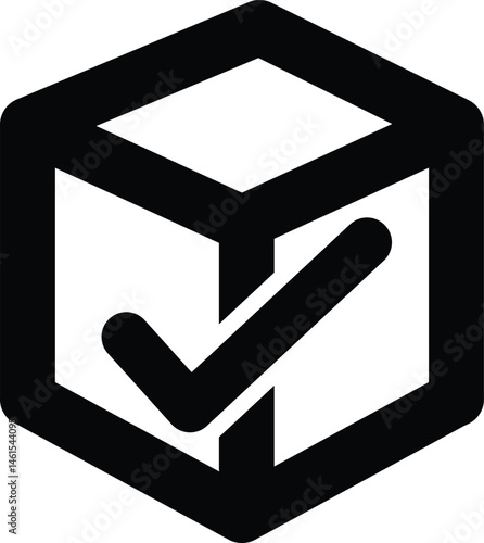 Black 2D vector icon of order confirmation used for e-commerce, online shopping, and retail-related UI or visuals.