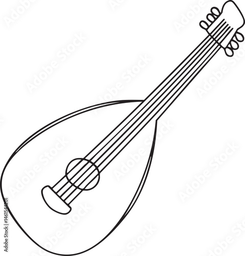 A simple black-and-white drawing of an oud.