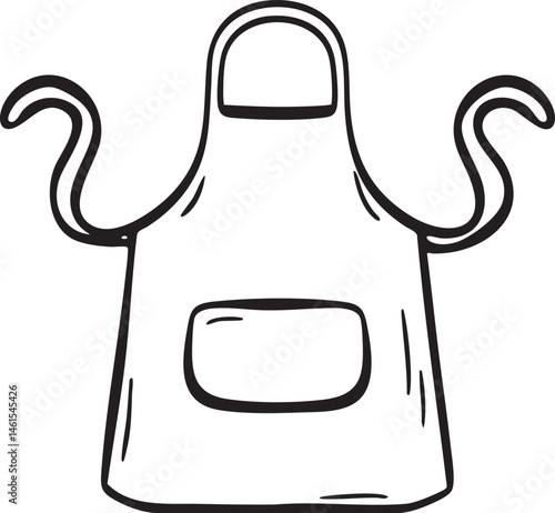 A simple apron hangs open displaying a pocket.