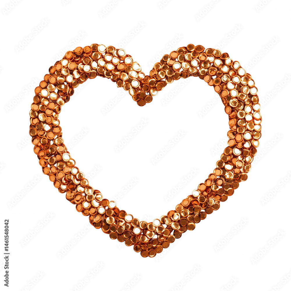 Shiny golden sequins forming a heart shape, perfect for valentine's day projects or romantic designs, with transparent background Shiny golden sequins forming a heart shape, perfect for valentine's day projects or romantic designs, with transparent background