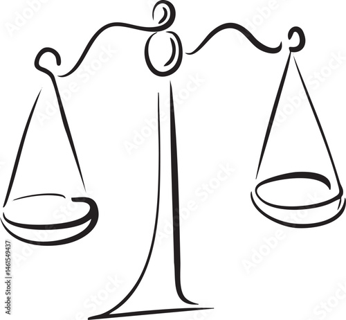 Elegant black drawing of a balanced scale.