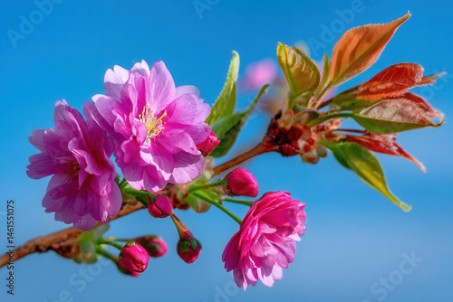 Cherry blossoms clear blue sky