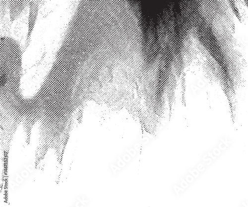 A textured abstract black and white waterfall cascades downwards.