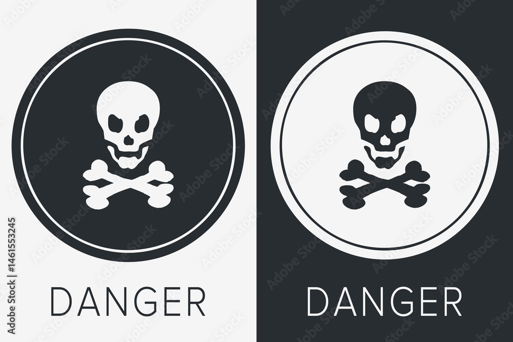 Fototapeta premium Danger, Warning, Caution. Hazard Signs and Symbols. Vector Icons