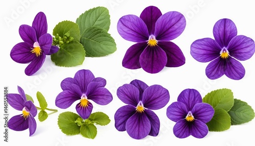 High-quality violet flower images isolated on white background for design projects
