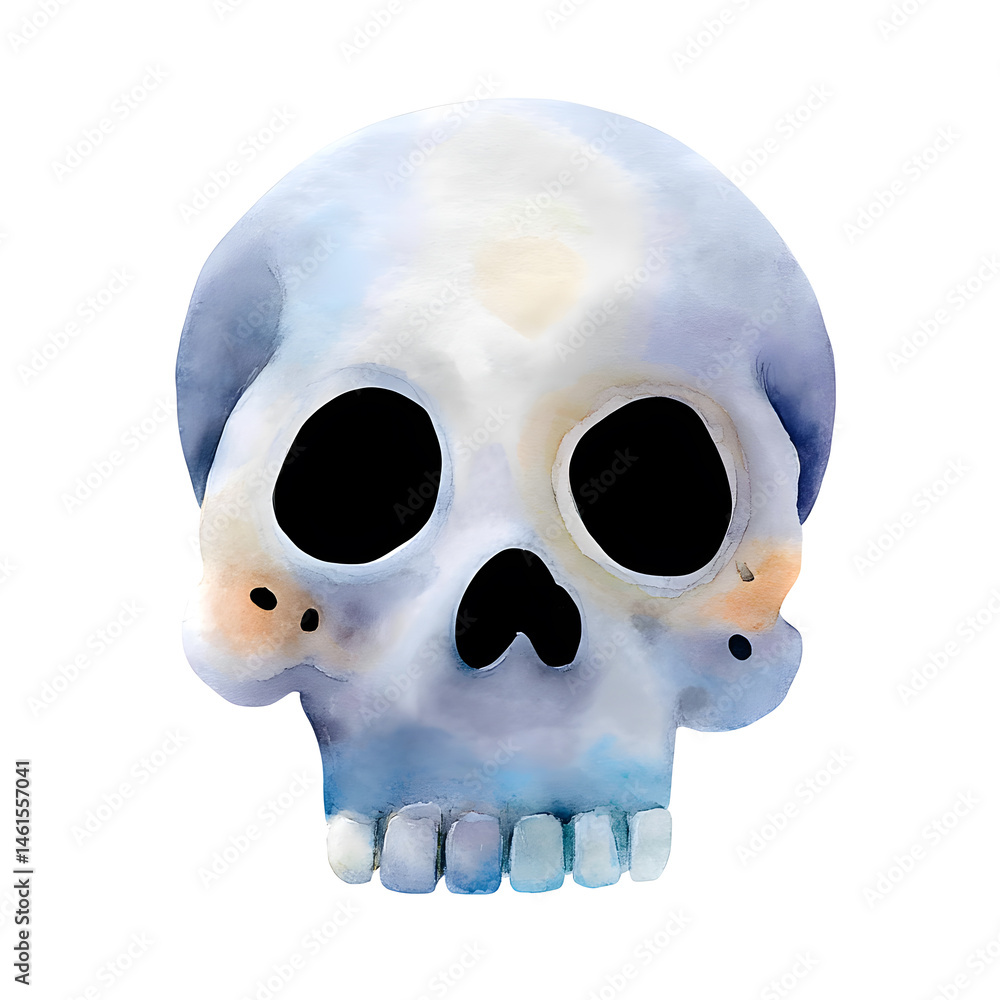 Obraz premium Cartoon watercolor skull isolated on white