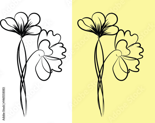 A hand-drawn vector illustration features a pink lily blossom, a floral design element perfect for spring or summer nature-inspired art