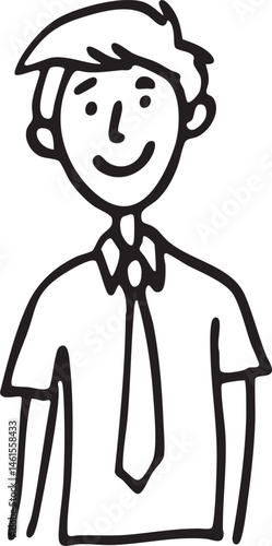 A young man smiles warmly wearing a shirt and tie.