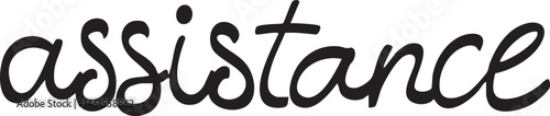 The word "assistance" is displayed in a white font on a black background.