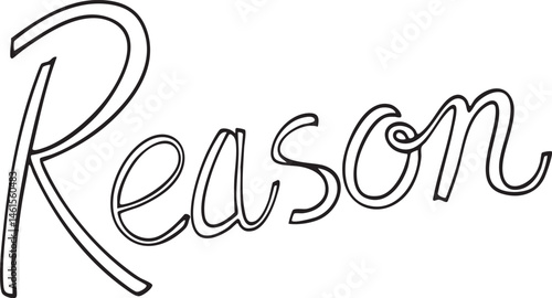 Elegant handwritten word 'Reason' in a bold flowing script.