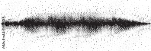 A horizontal of white dots against a dark background creates a sense of depth and movement.
