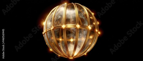 Obraz na płótnie Illuminated decorative orb featuring a grid design, exuding elegance and sophistication against a dark backdrop. w salonie
