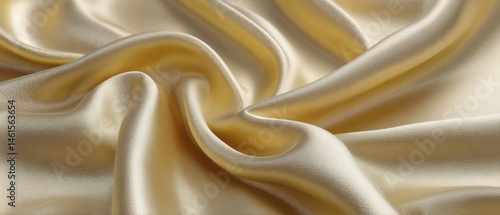 Obraz na płótnie Luxurious golden fabric drapes elegantly, showcasing a smooth texture and shimmering surface perfect for various design applications. w salonie